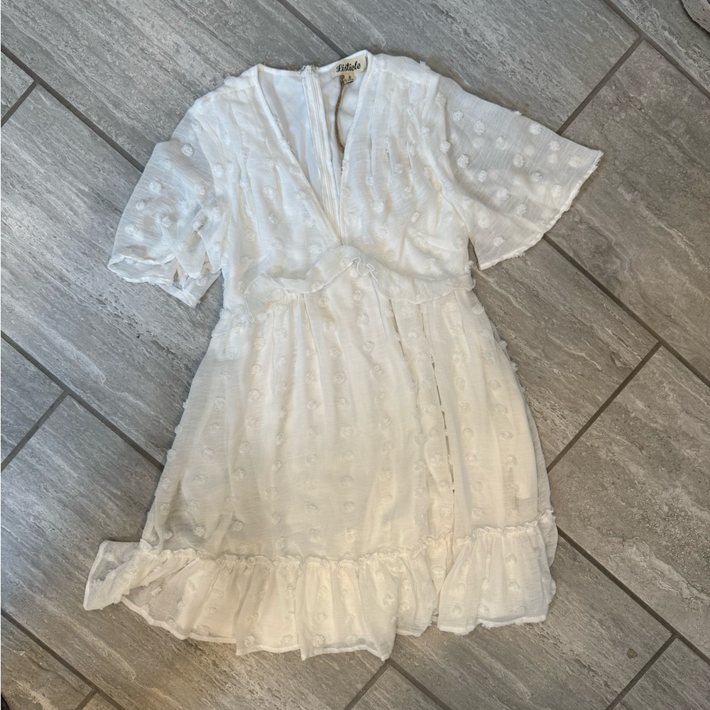 White Dry Goods Polka Dot Detail Dress